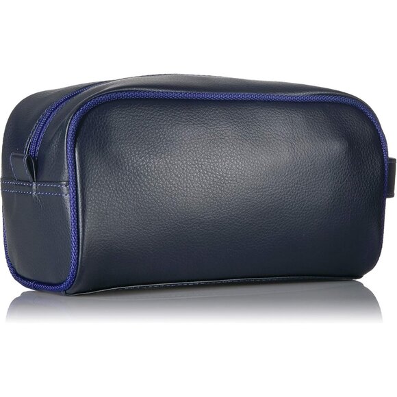 Men's Blue Top Zip Travel Kit Leather Toiletry Bag Casual Organizer Accessory - Picture 2 of 7